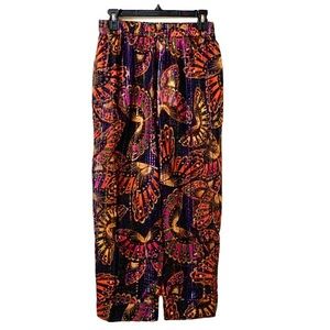 Farm Rio for Anthropologie Lurex Stripe Printed Pants Size Small